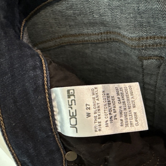 Joe's Blue Cotton Denim Skinny Jeans Size 27 - Picture 3 of 3
